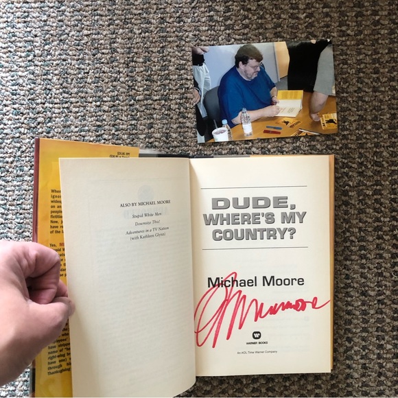 SIGNED COPY Michael Moore’s Dude Where’s My Country ? Autographed Hardcover Book - Picture 3 of 8